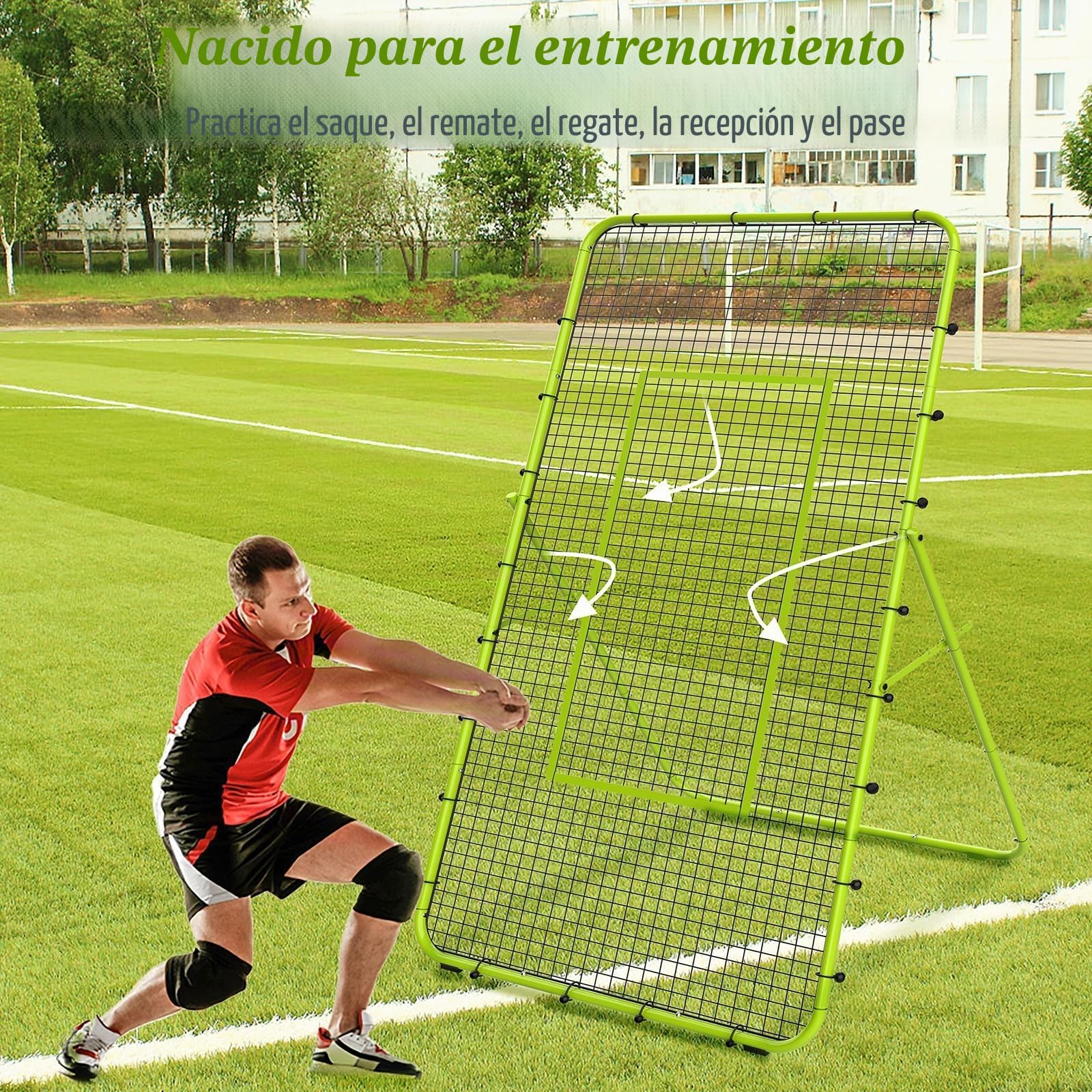LIANTRAL Red de Voleibol Ajustable de 5 Ángulos, Fútbol Béisbol Rebounder Net, Equipo de Entrenamiento con Zona de Golpe
