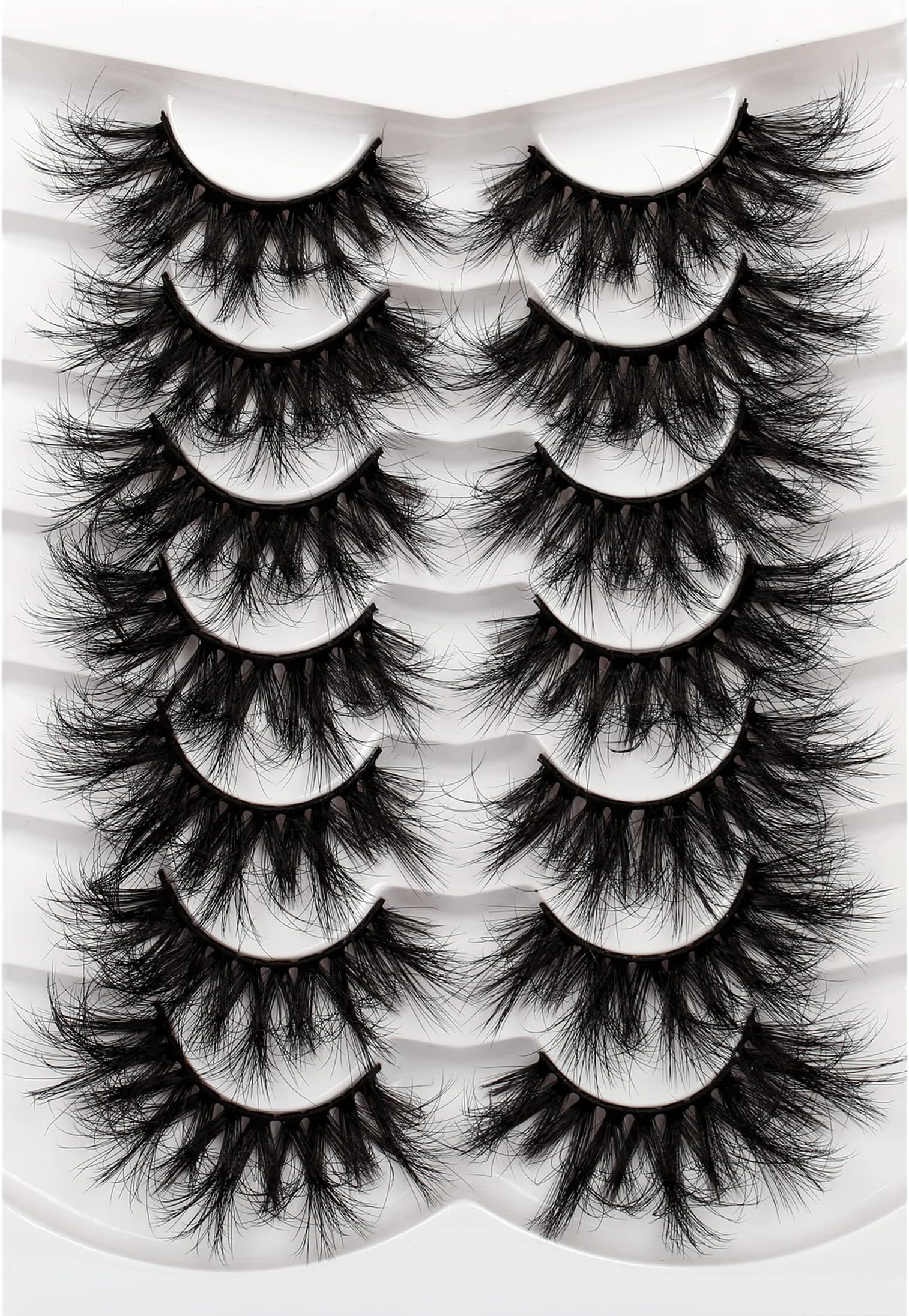 Pooplunch Cat Eye Faux Mink Lashes 25MM False Eyelashes Dramatic 8D Volume Thick Long Fake Eye Lashes Strips 7 Pairs Pack