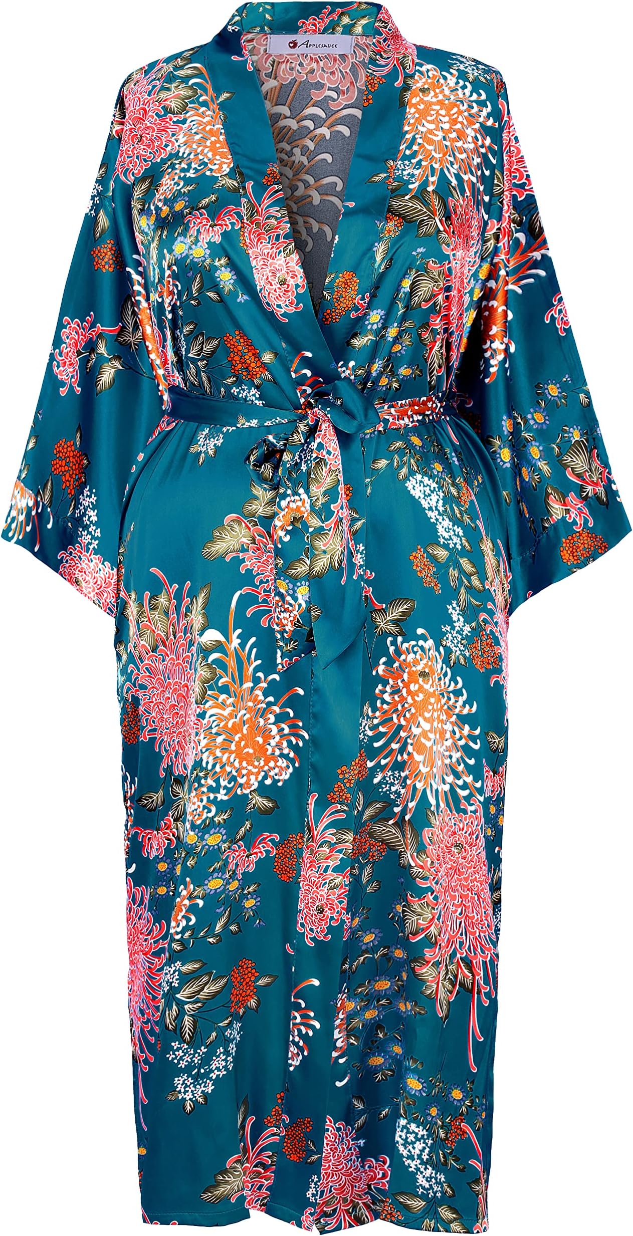 Applesauce - 808V - Plus Size Women's Kimono Long Robe - Vintage Floral (One-Size fits most US 1X 2X 3X)