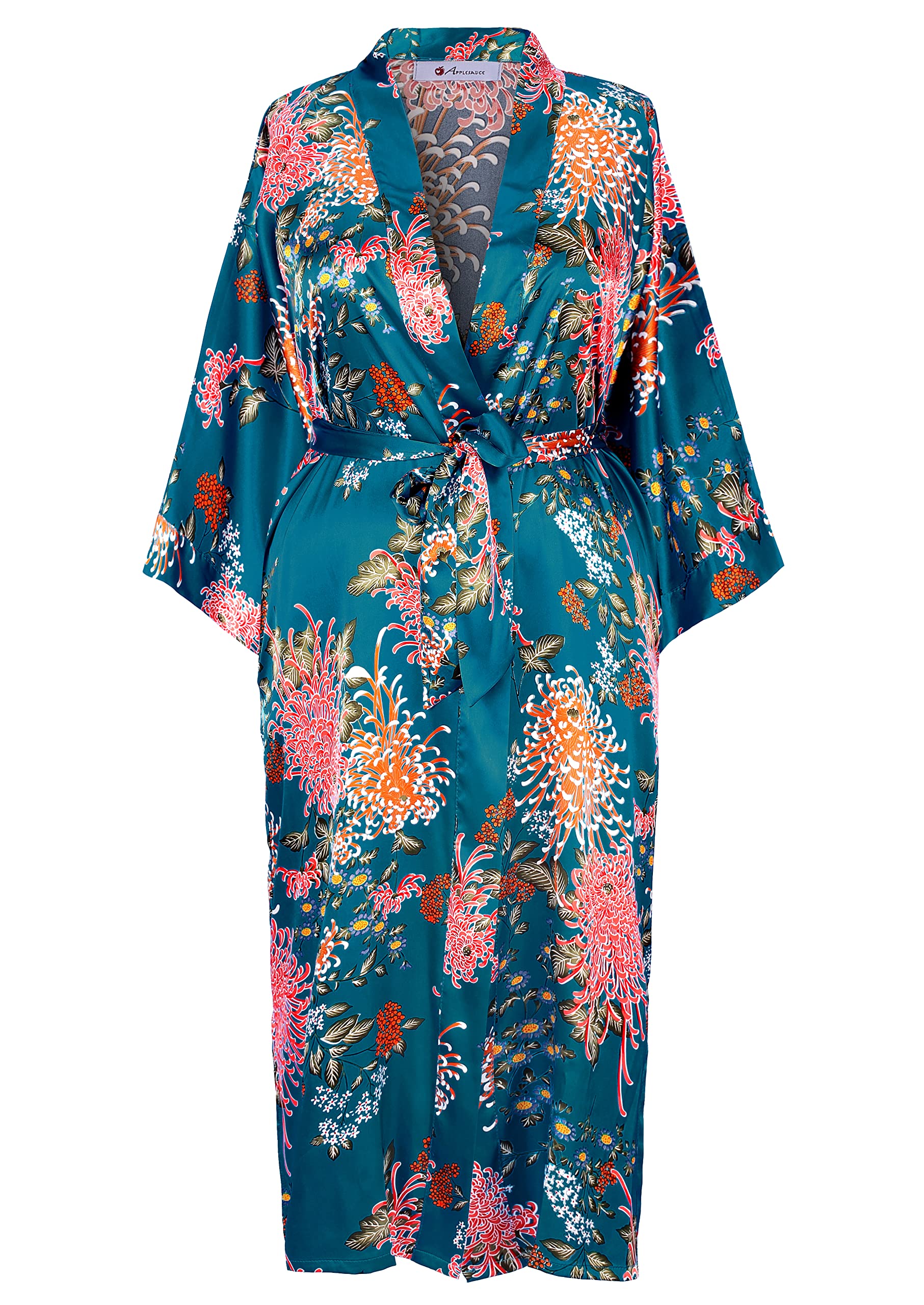 Applesauce - 808V - Plus Size Women's Kimono Long Robe - Vintage Floral (One-Size fits most US 1X 2X 3X)