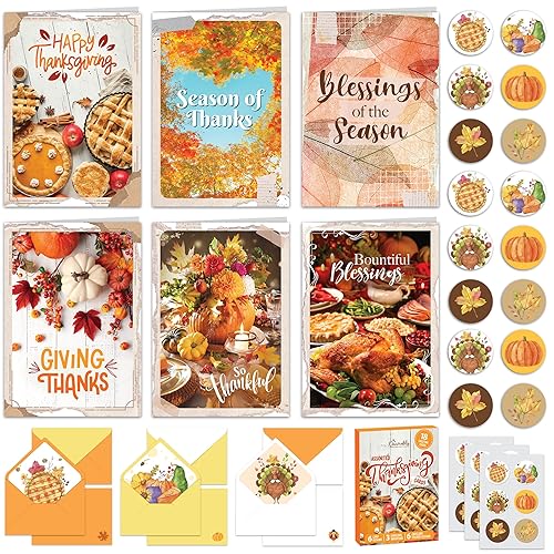 Decorably 18 Pack 5x7in Happy Thanksgiving Cards with Envelopes &