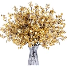 SITUMEIZI 6Pcs Gold Artificial Babys Breath Flowers 19.3 Inch Silk Gypsophila Bundles Real Touch Fake Flowers for Wedding, Home Decor, Fall Centerpieces DIY Floral Arrangement