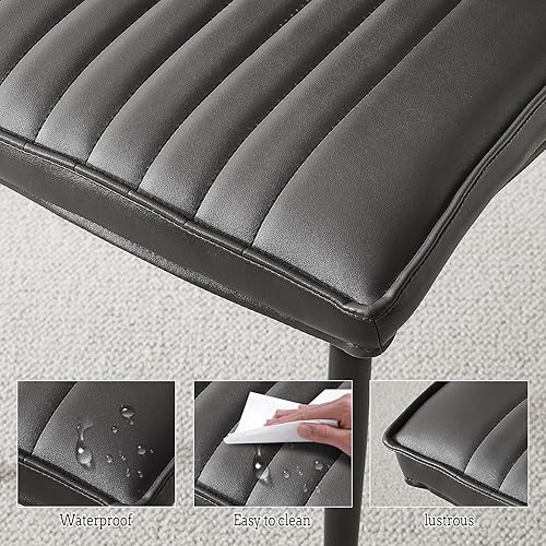 Miniatura 5 de TUKAILAi Juego de 4 sillas de comedor de piel sintética, silla de ocio moderna de mediados de siglo, silla auxiliar tapizada de poliuretano con