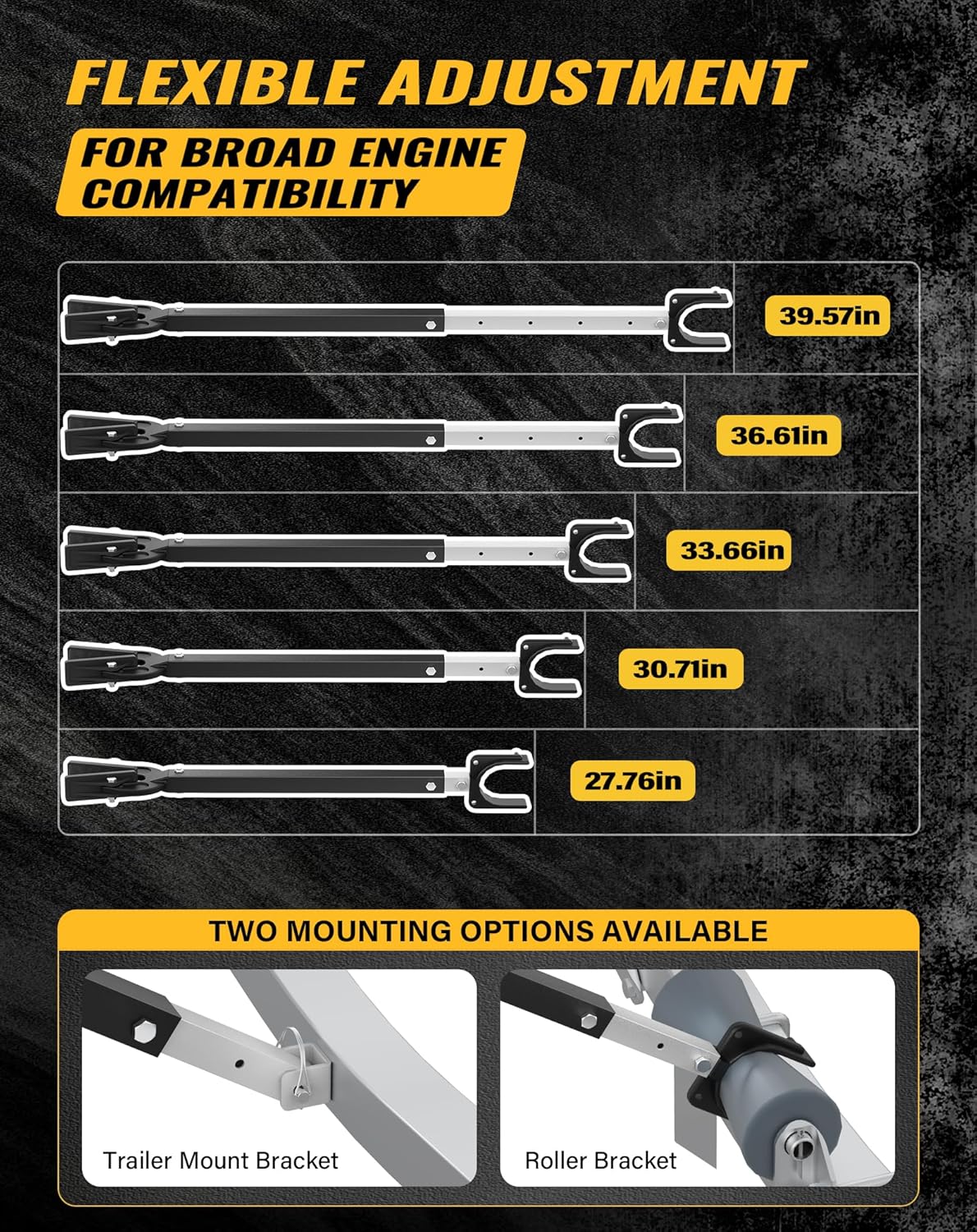 Transom Saver, Outboard Motor Support from 23''to 35'', One-Piece Casting Adjustable Boat Transom Saver, for Roller and Trailer Mounts