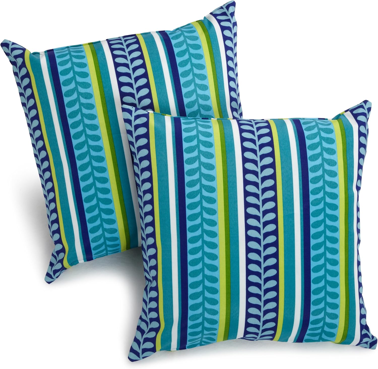 Blazing Needles, L.P. Square Indoor/Outdoor Throw Pillow, 17", Pike Azure, 2 Count