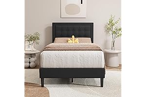 alazahome Twin Size Black Modern Upholstered Platform Bed Frame with Button Tufting...
