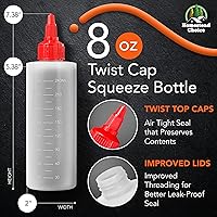 Vista 2 de Paquete de 6 botellas de plástico para salsas, botellas exprimibles de condimentos de 8 onzas para líquidos, botella de chorro sin BPA con tapa