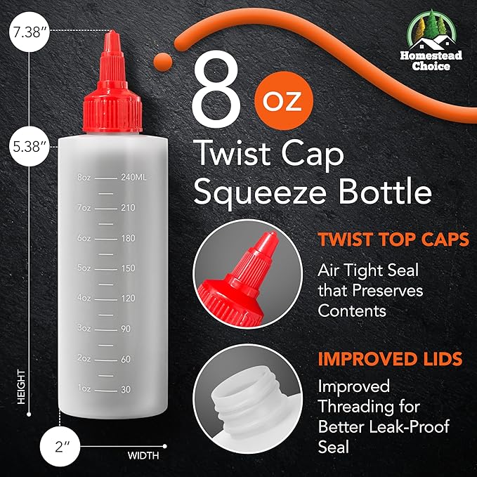6 Botellas Plástico Exprimibles para Salsas 8oz - Libre de BPA miniatura 2
