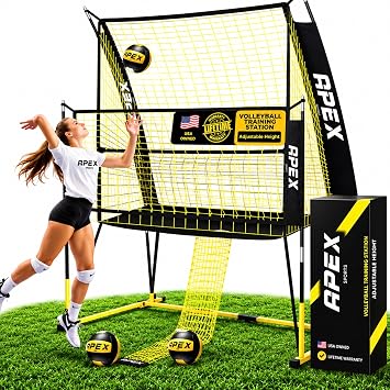 Apex Sports Volleyball Training Net Equipment System with Adjustable Height