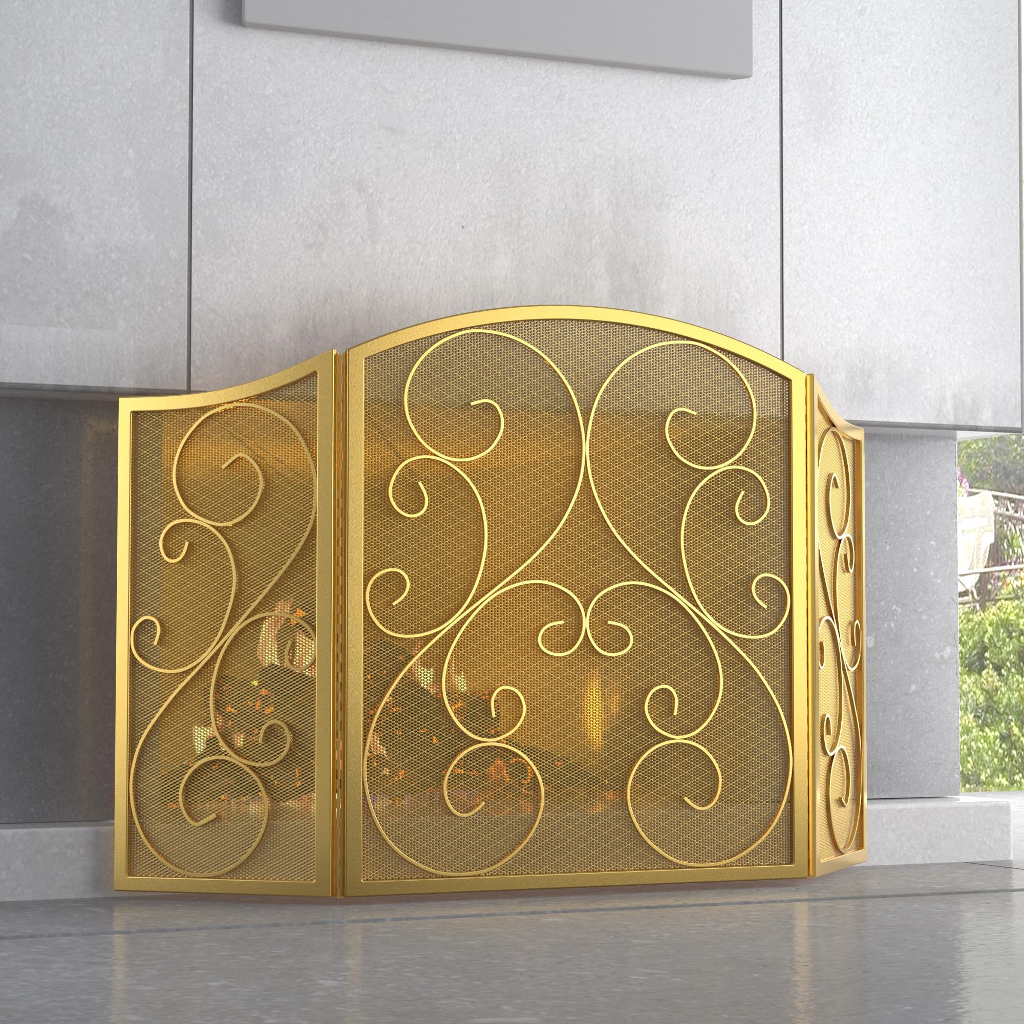 River of Goods Tiffany Fireplace Screen