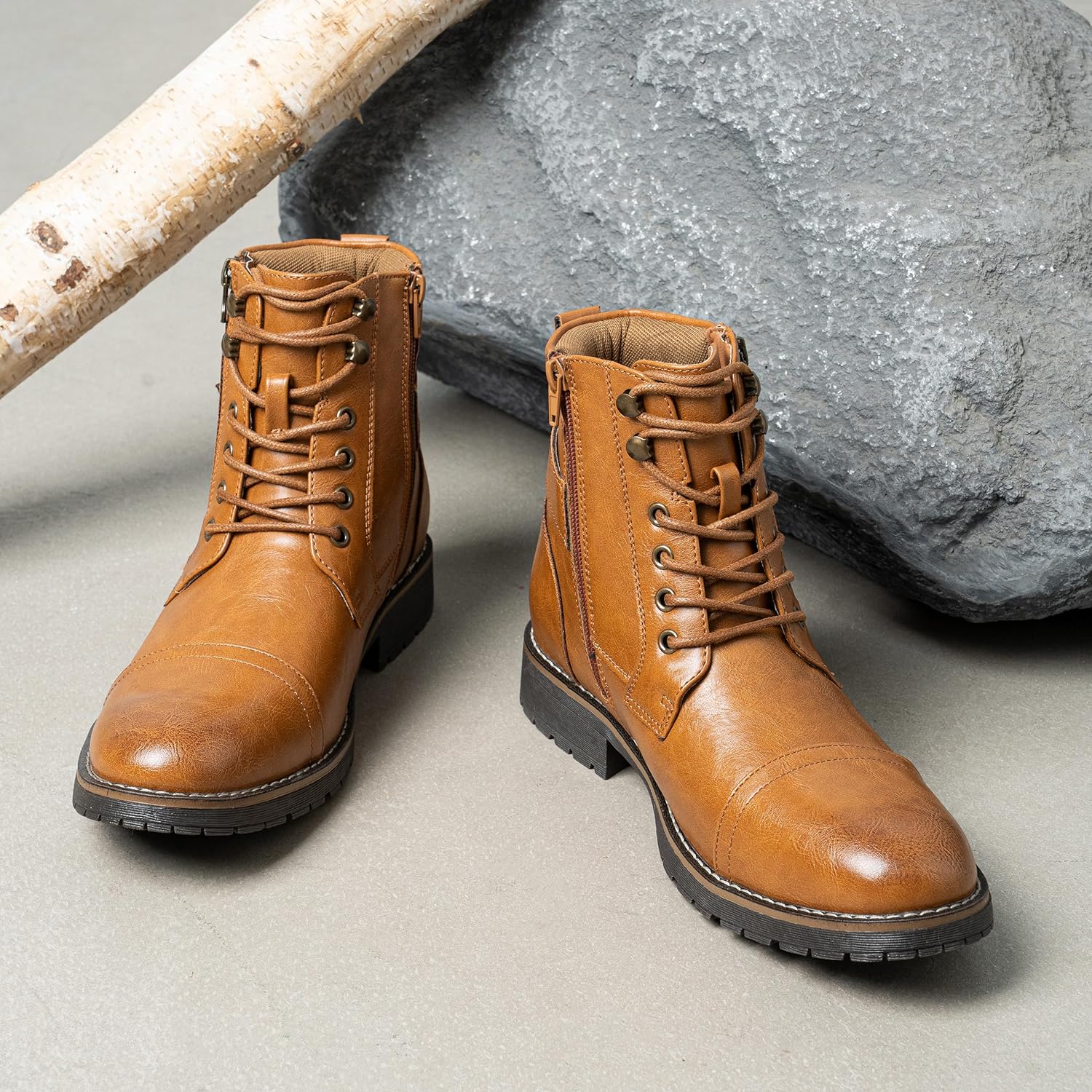 Vostey Men's Boots Boots for Men Casual Boots Motorcycle Combat Ankle Dress Boots Mens - Image 9