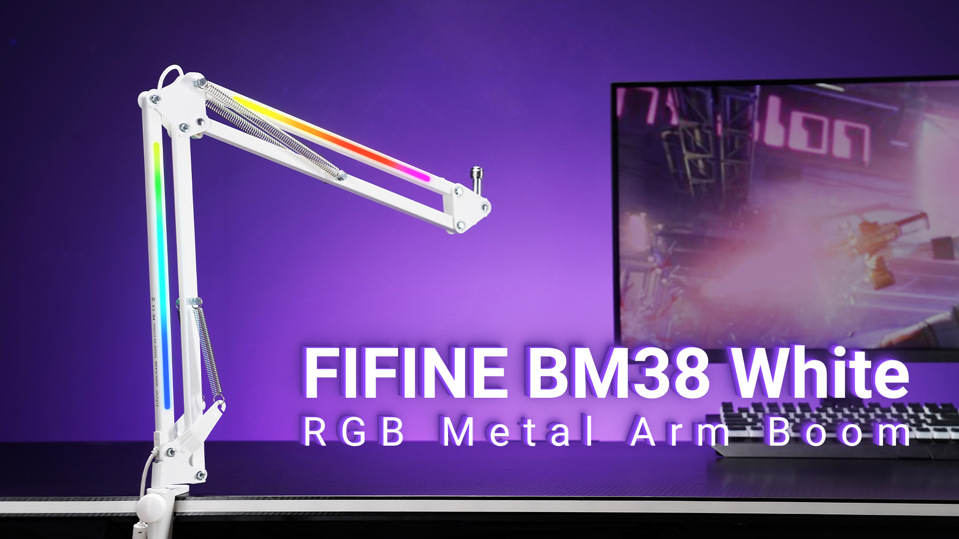 Amazon.com: FIFINE AmpliGame BM38W Heavy Duty RGB Microphone Boom