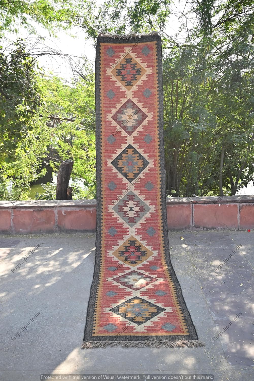 Handwoven Kilim Wool & Jute Rug - Flatweave Dhurrie Area Rug for Living Room Kitchen Bedroom or Entryway Non-Slip Wool & Jute Rug for Stylish Home Decor