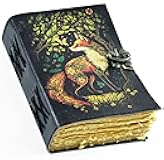 Fox Leather Journal Blank Spell Book of Shadows Witchcraft Supplies Wiccan Notebook Handmade Daily Notepads Grimoire Journal Vintage Journal Sketchbook Witchy Gifts Women Best Gift for Artist ,Writers, Author ,Poet Vintage Gifts For Men & Women