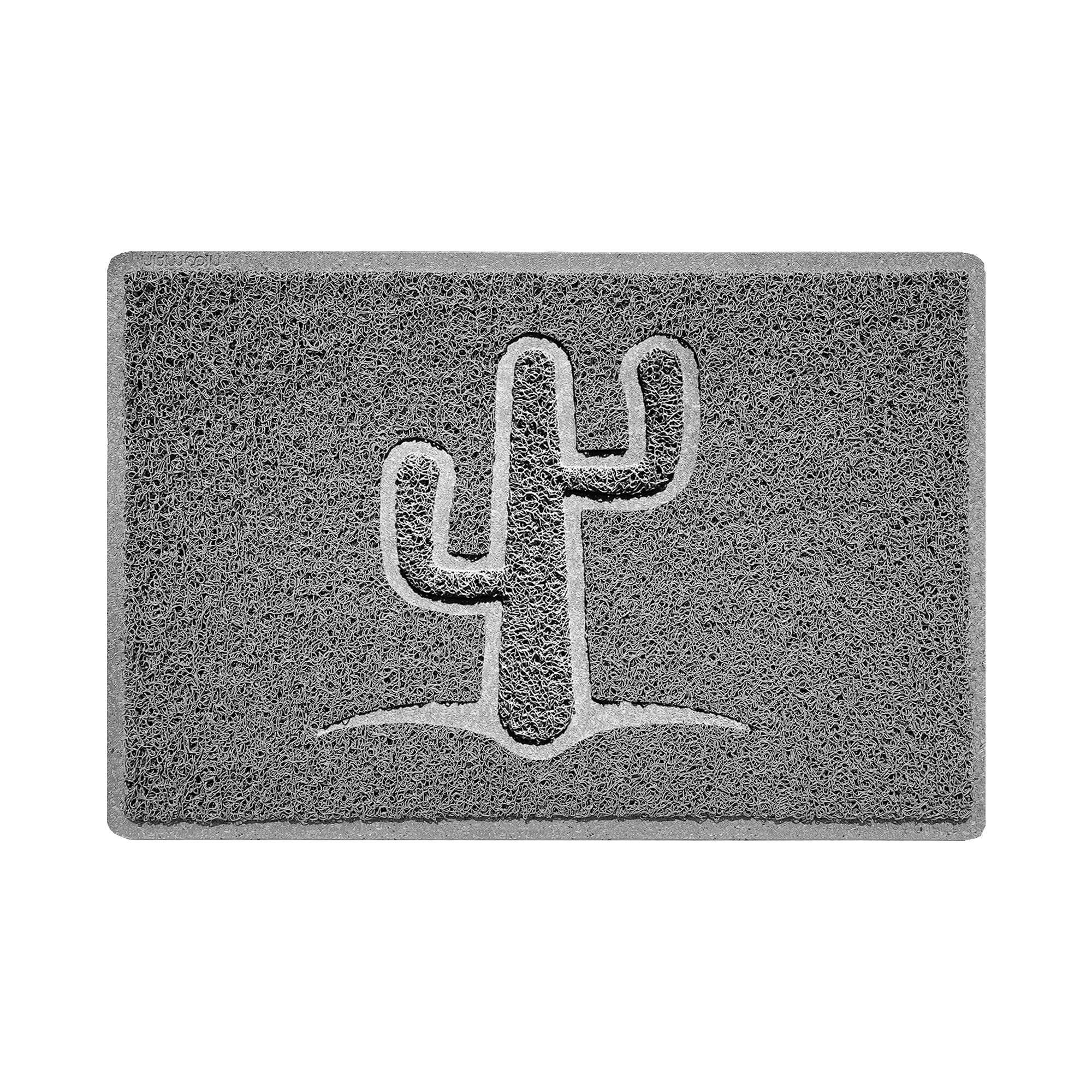 Nicoman VC DM Embossed Cactus 60x40 GY Zerbino a Forma di Cactus in Rilievo, Lavabile a Getto, Adatto per Interni o Esterni, Dirt Trapper Spaghetti, Grigio, Small (60x40cm
