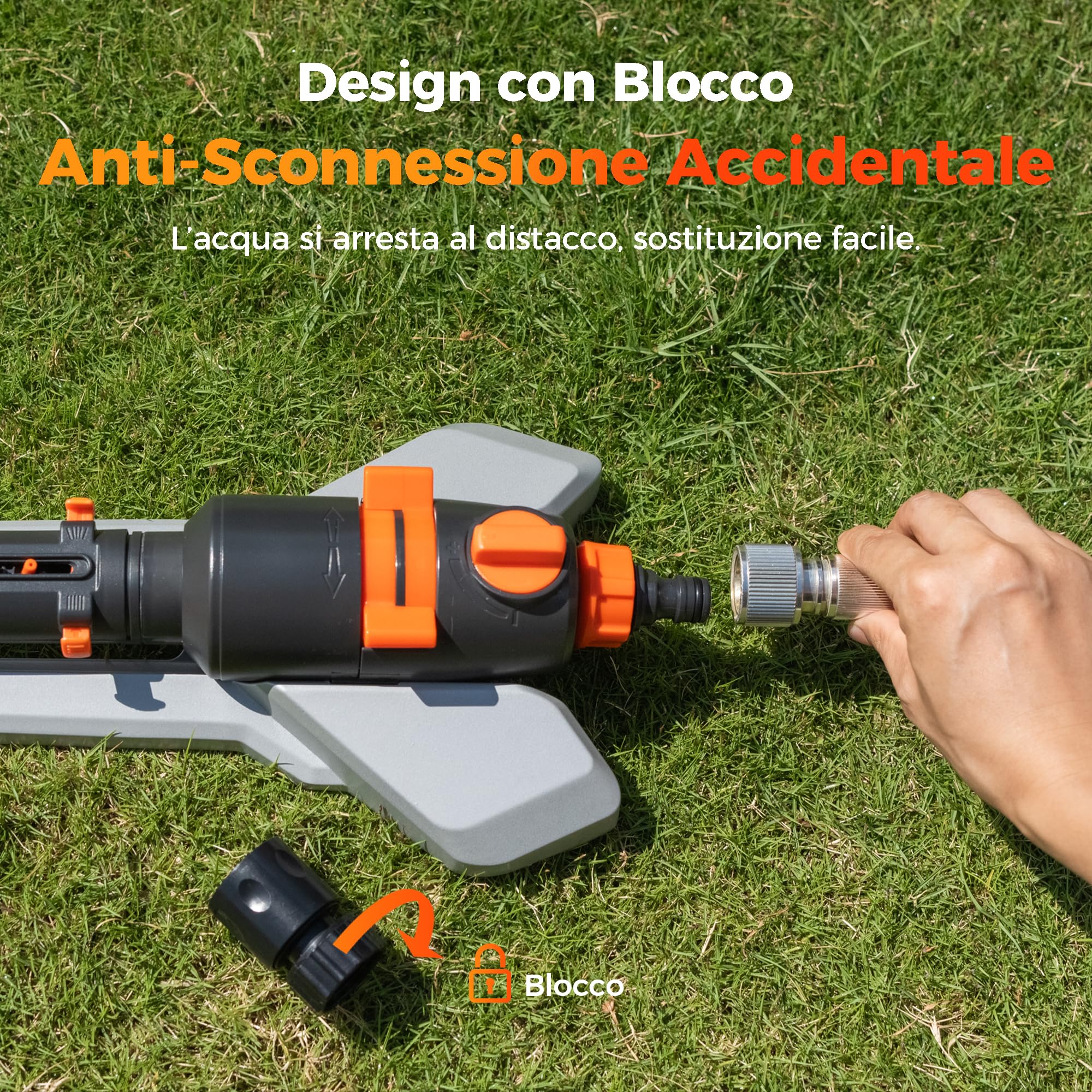 Diivoo Irrigatore Oscillante Turbo per Prato e Giardino, Base Metallica | Irrigatore Rettangolare 17 Ugelli, Regolazione Continua, Filtro Metallico, Copertura 352 m² per Esterni & Grandi Superfici