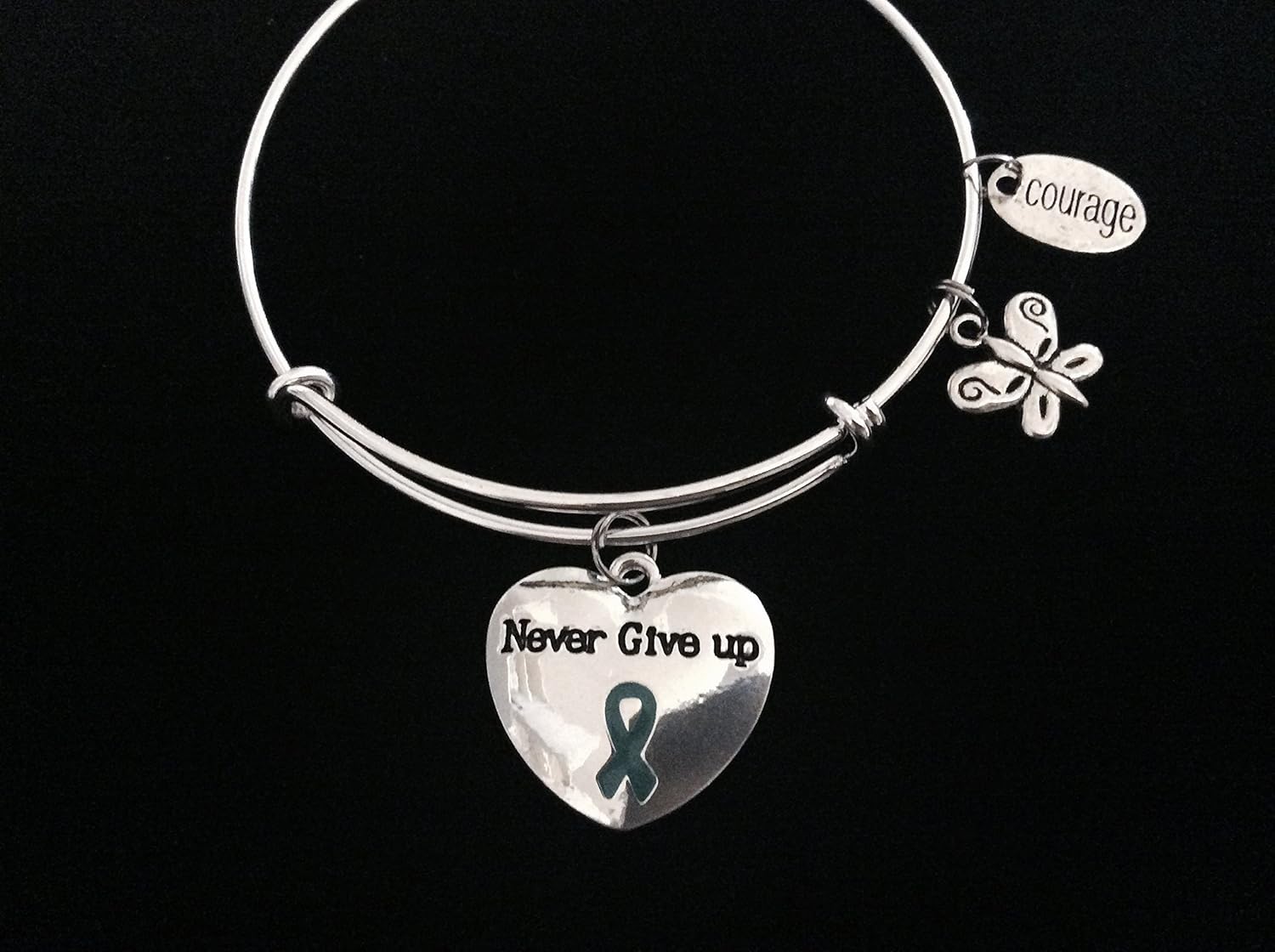 Never Give UP Courage Pink Awareness Ribbon Expandable Charm Bracelet Adjustable Bangle Meaningful Gift Breast Cancer - Image 2