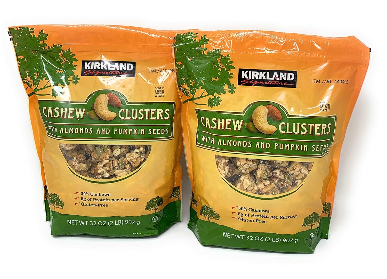Kirkland Signature Cashew Clusters, 2 lbs (2 Pack