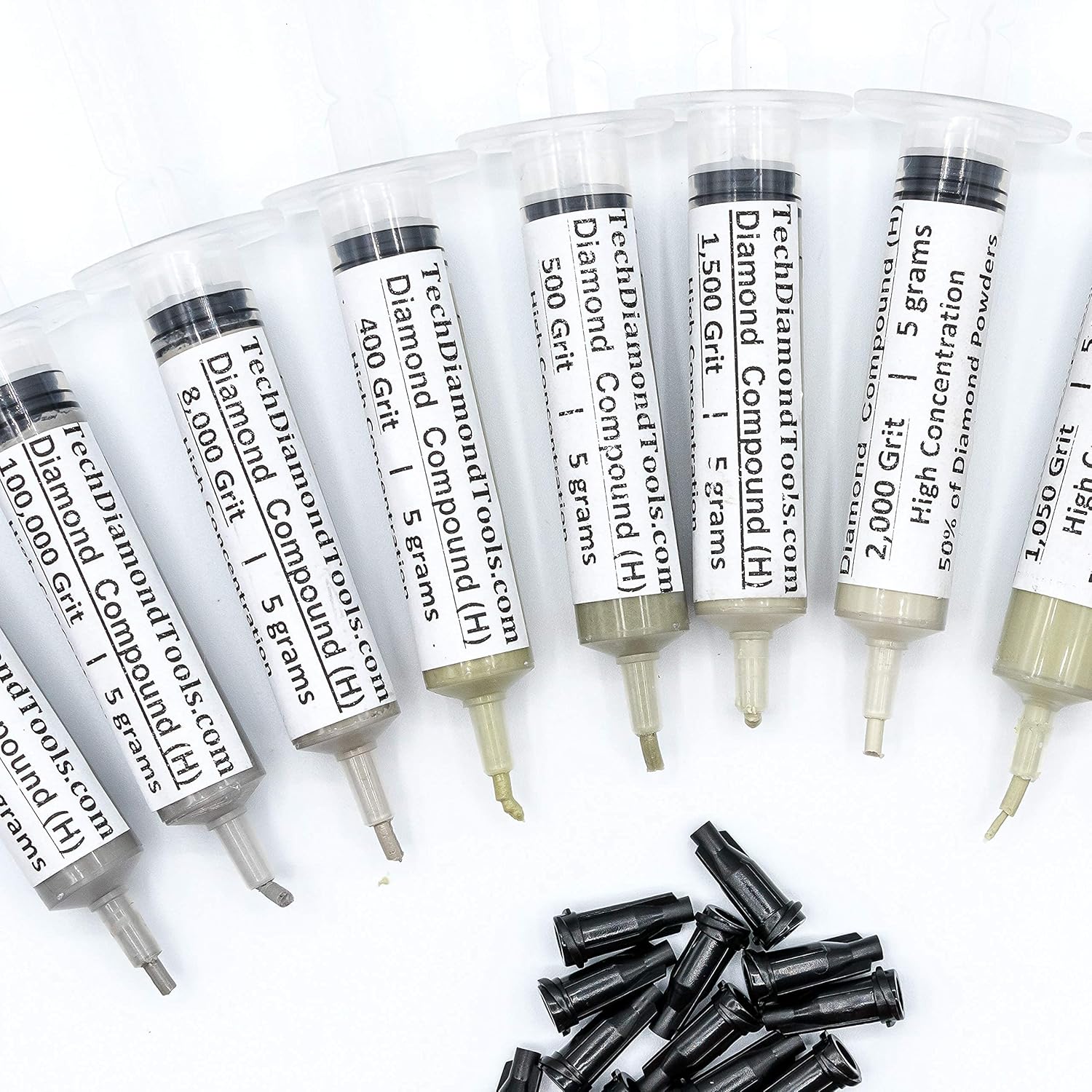 TechDiamondTools Kit of 10 Diamond Polishing Compound Polishing Paste USA Made from 200,000 to 400 Grit for Marble Glass Metal Rock Jewelry Resin Silver Gemstone with High Concentration Diamond Powder