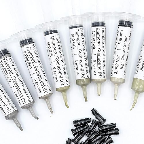 Miniatura 5 de TechDiamondTools Kit de 10 pastas de pulido compuesto de pulido de diamantes, hechas en Estados Unidos, grano 200,000 a 400 para mármol, vidrio,