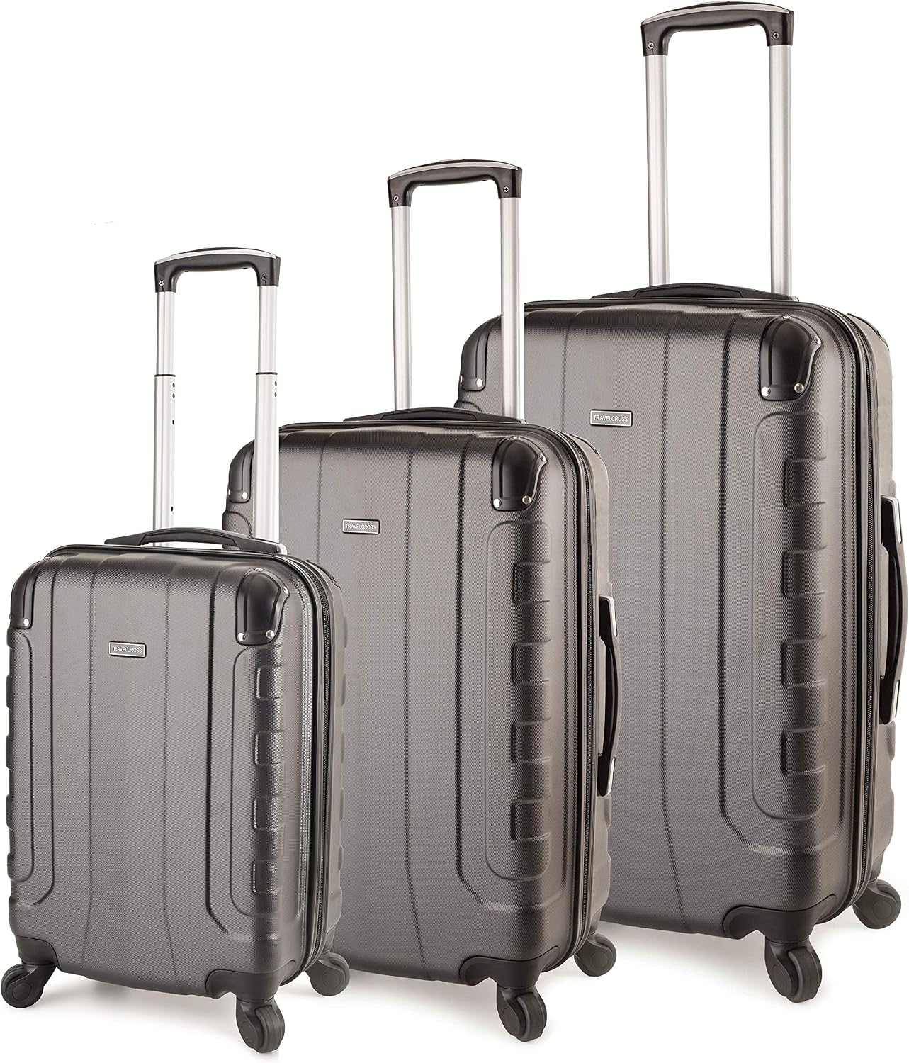 TravelCross Chicago Luggage 3 Piece Lightweight Spinner Set - Dark Gray