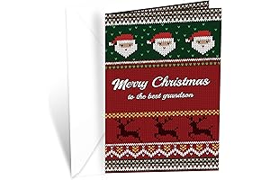 Prime Greetings Grandson Christmas Card Double Sided Printed Card with Envelopes and Protective Mailer