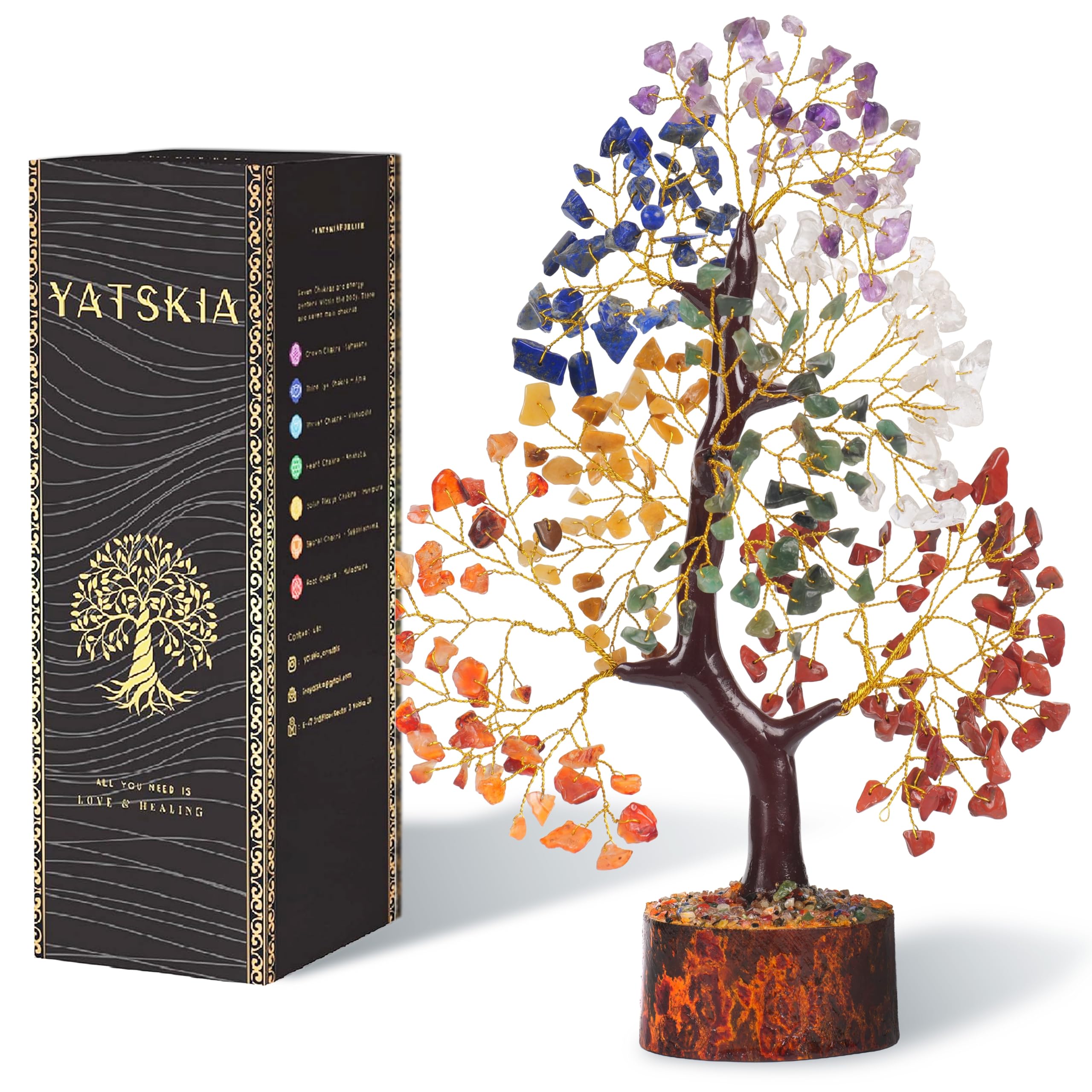 YATSKIA 7 Chakra Tree Of Life, Crystal And Gemstones, Birthday Gifts For Women, Decorative Home Accessories, Living Room Decor, Crystal Gifts For Women