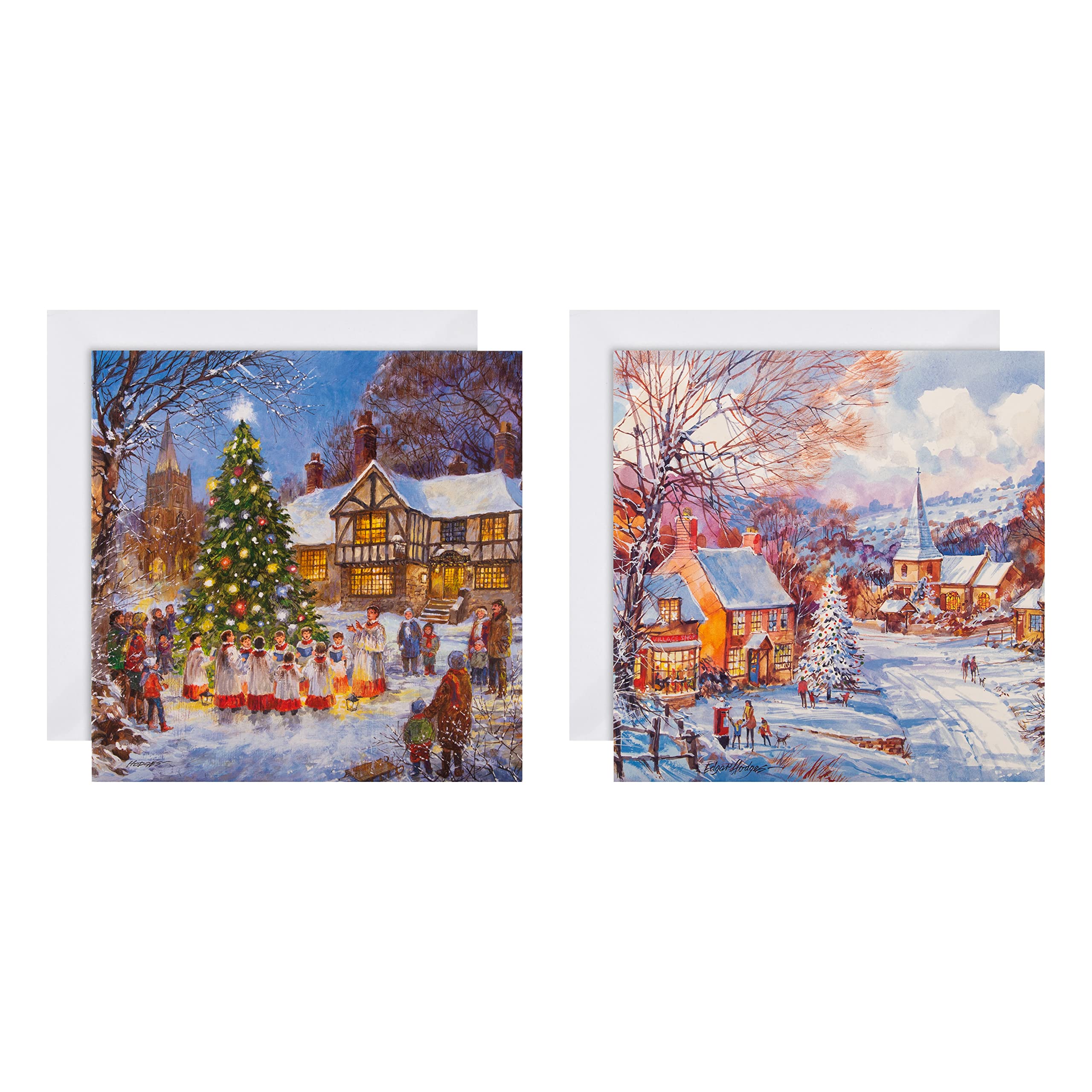 Hallmark Confezione 16 Biglietti Di Natale Benefici, 2 Disegni Con Scena Invernale, Con Buste, FSC, Riciclabili