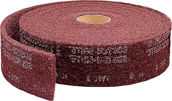 3M Scotch-Brite Clean and Finish Roll, CF-RL, 2 in x 30 ft, 1 Roll, Aluminum Oxide, V Fine Grit, Red, Surface Preparation, Hand Sanding, Oscillating Machines, Dual Pad Rubbing Machines, Woodworking