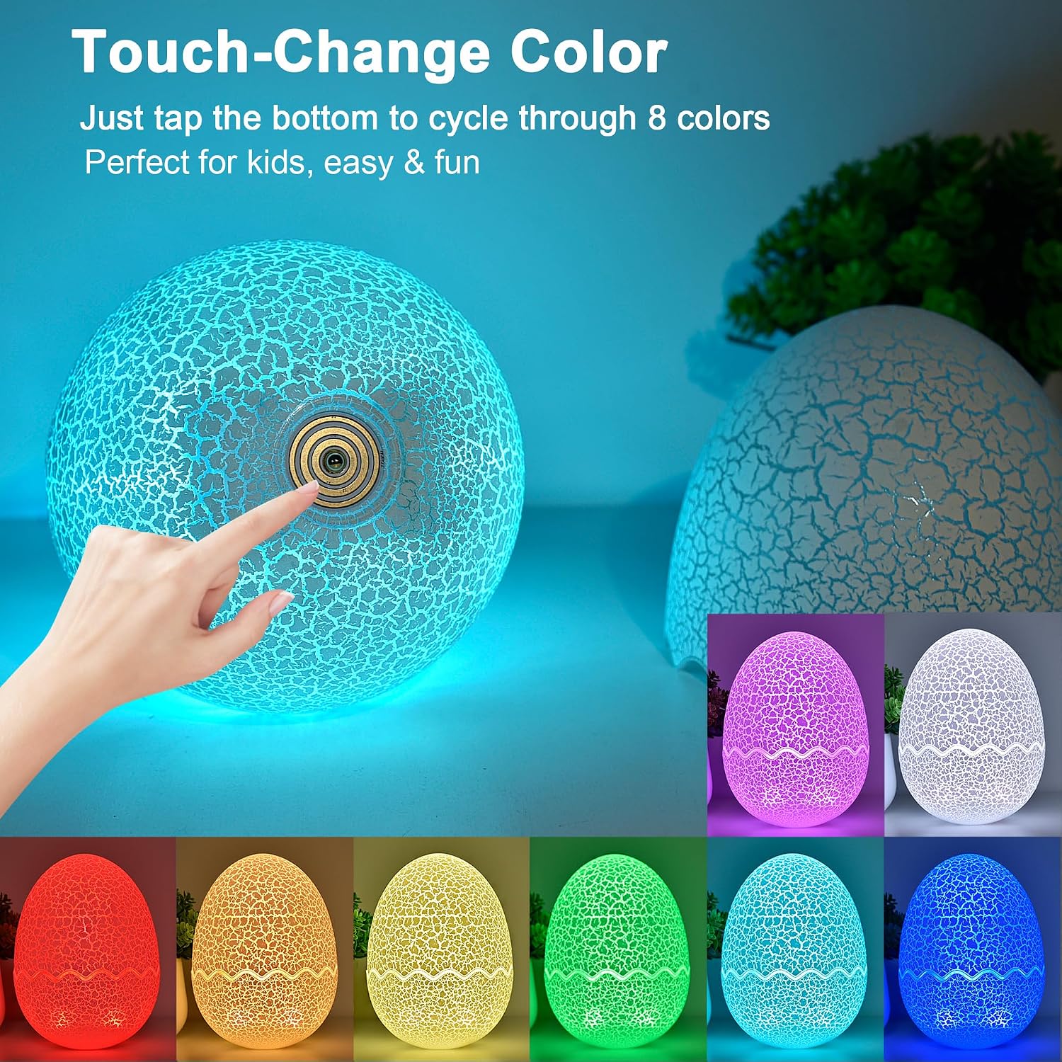 Unicorn Night Light for Kids, Egg Light with Touch&Buttons-Control image 3