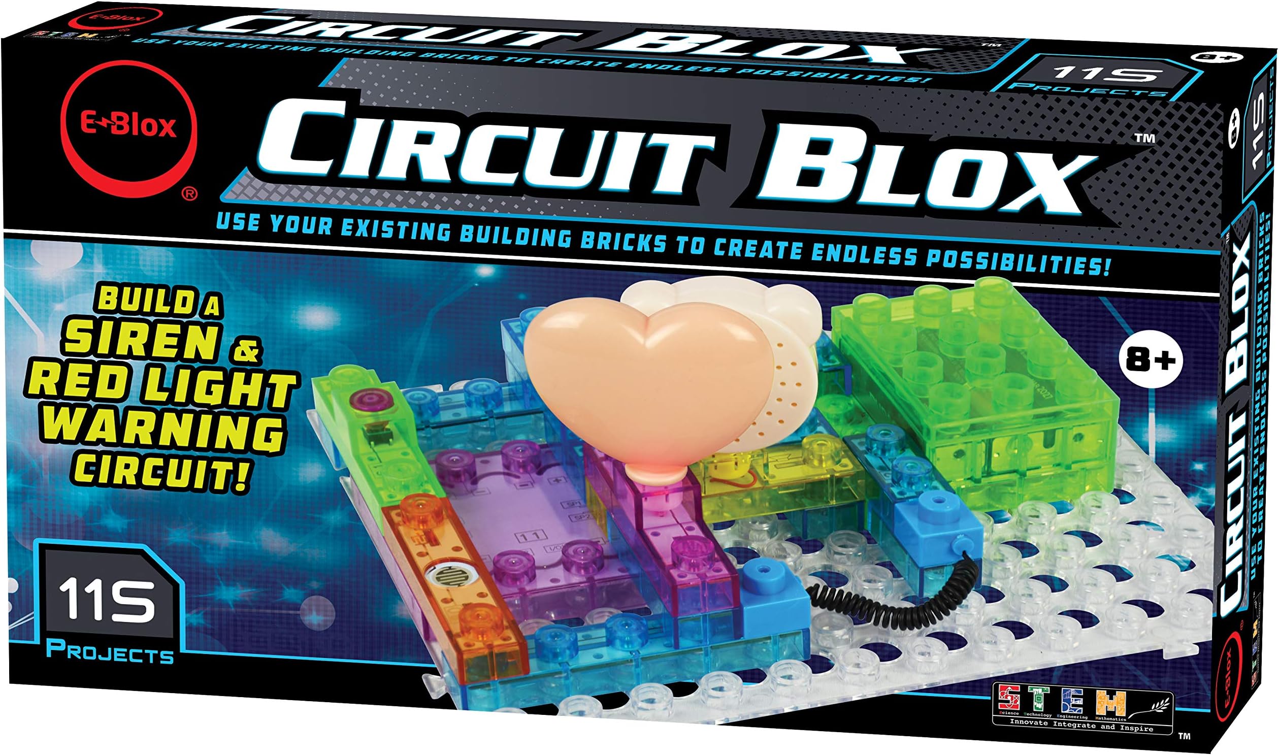 E-Blox Circuit Blox Builder - 115 Projects Circuit Board Building Blocks Toys Set for Kids Ages 8+