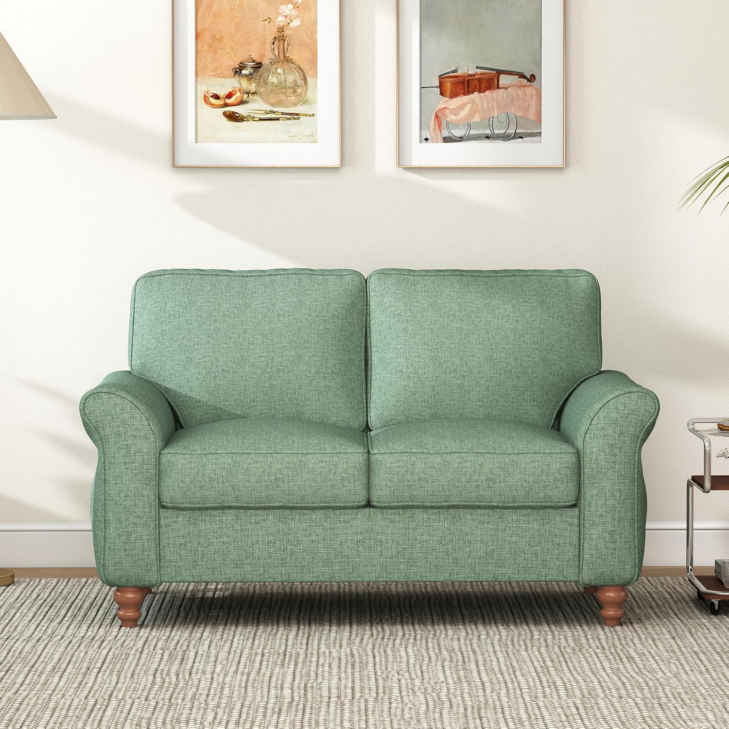 Bonzy Home 57" Loveseat Sofa, 2 Seater Comfy Love Seat Sofa for Living Room, Apartment, Office, Blue