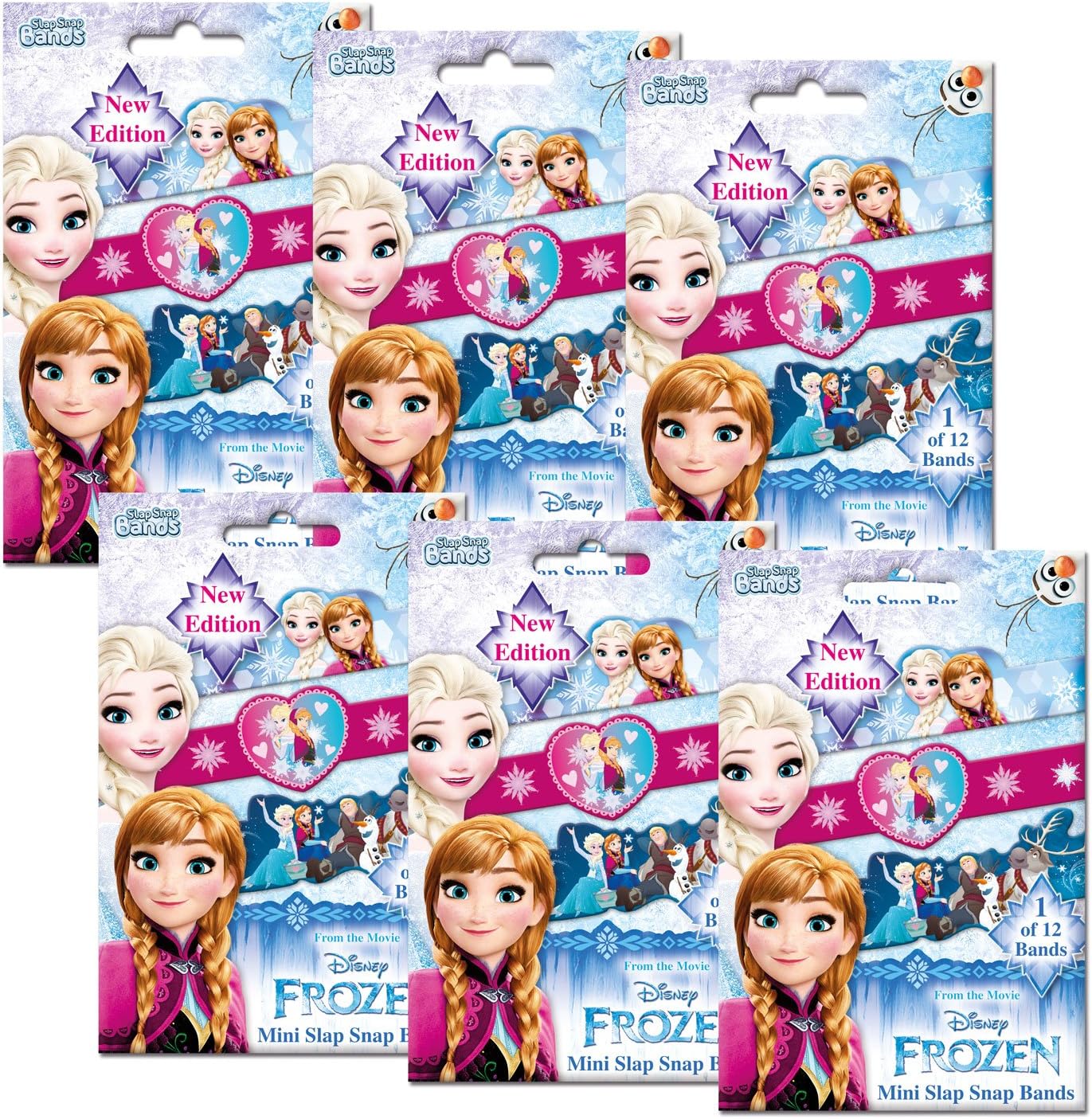 CRAZE 55138 Mini Slap Snap Bands, Disney Frozen, 6 Foilbags – Assorted Colours