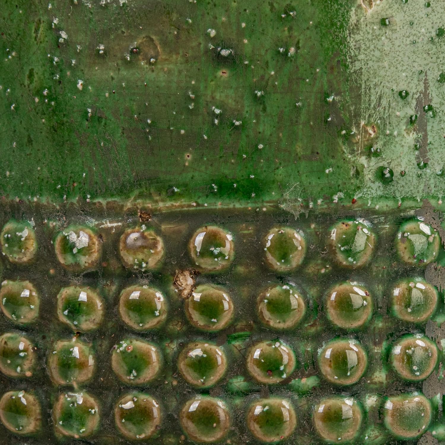 Creative Co-Op Round Terra-Cotta Hobnail Planter Vase with Heavily Distressed Finish, Green