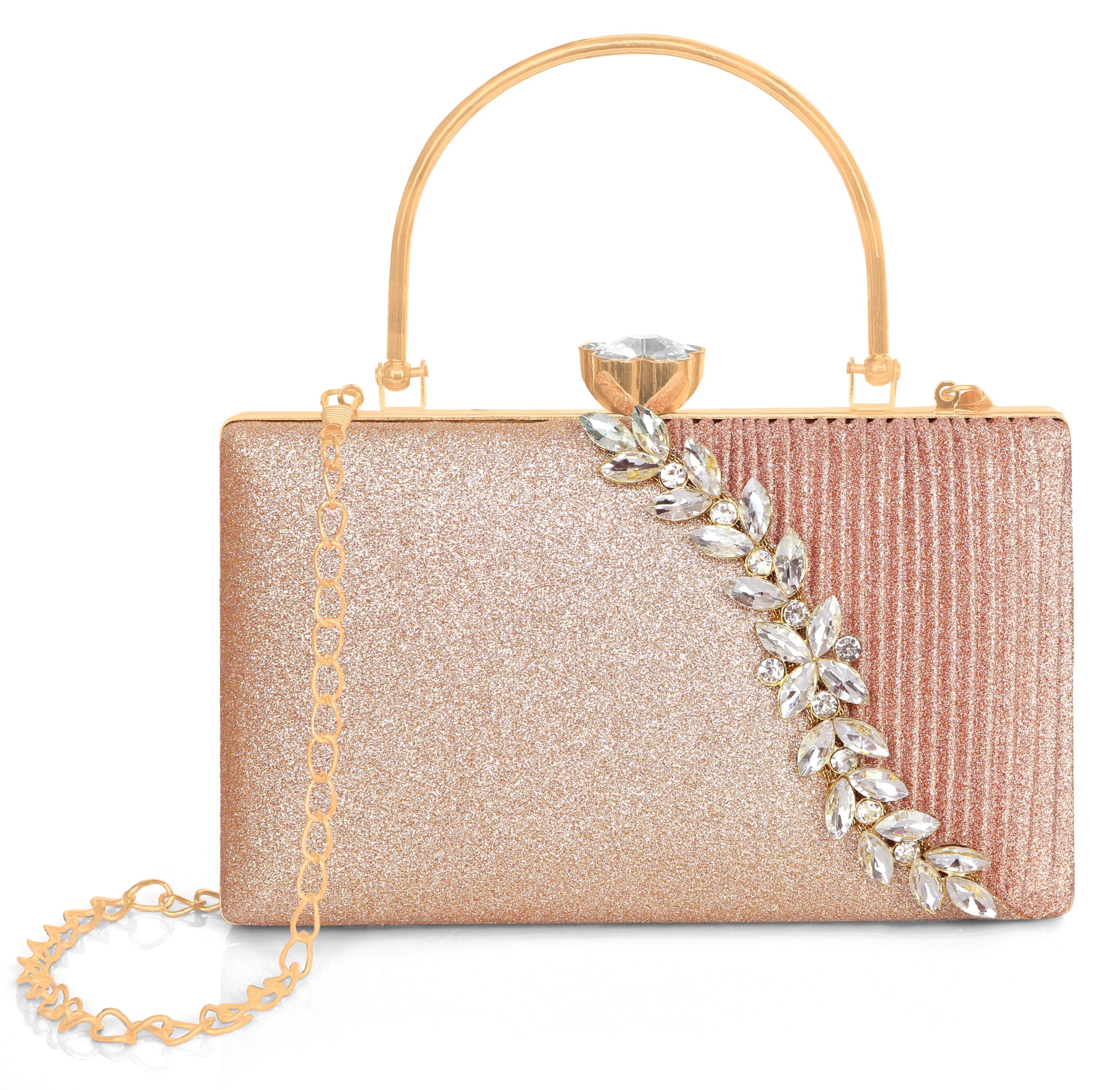 Glamour Shine Elegant Crystal-Embellished Bag with Detachable Chain Strap-image-7