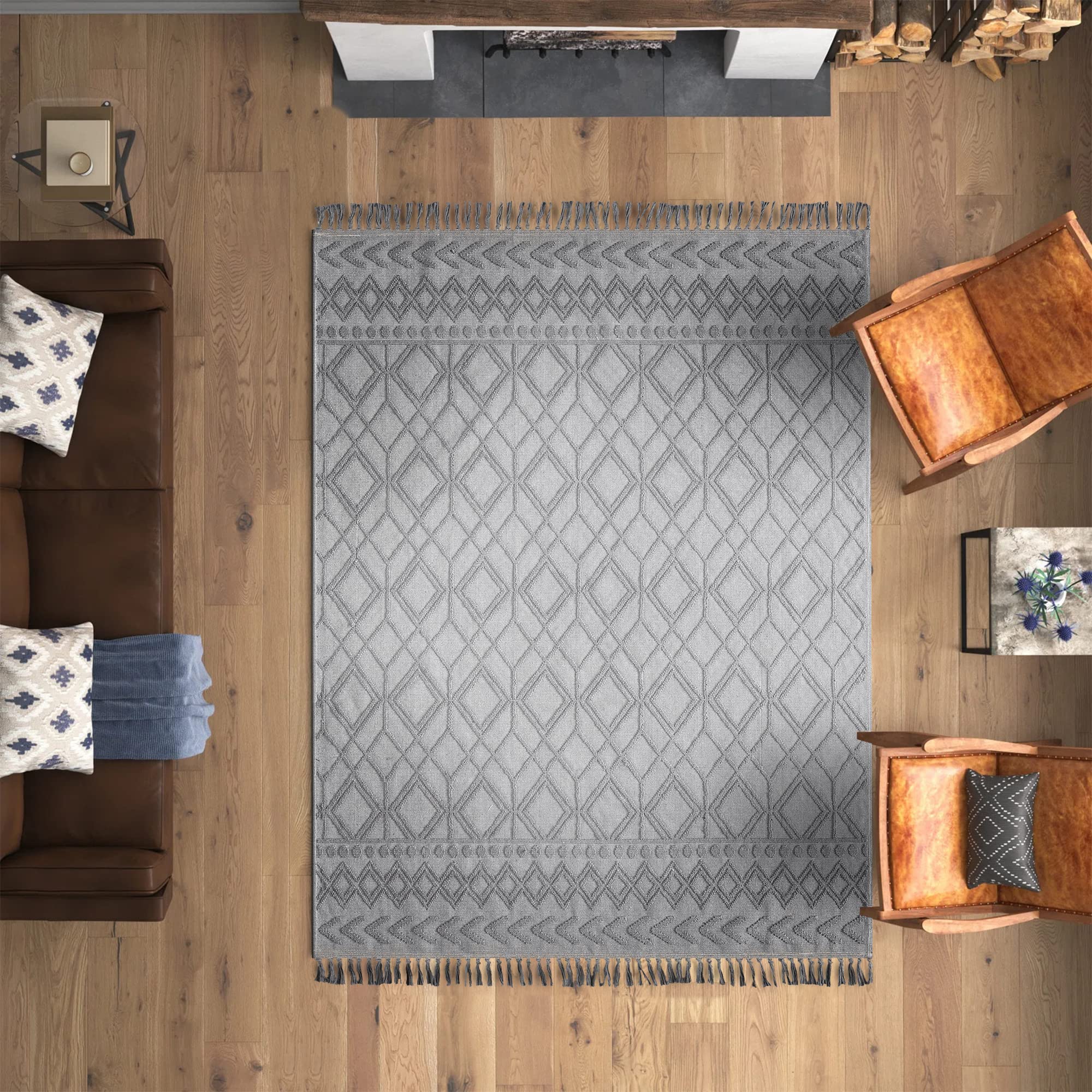 Dywaniki można prać w pralce, do kuchni, sypialni, jadalni i salonu, dywan przyjazny dla dzieci, orientalny design, niskie runo, antypoślizgowy (szary, 160 x 230 cm)