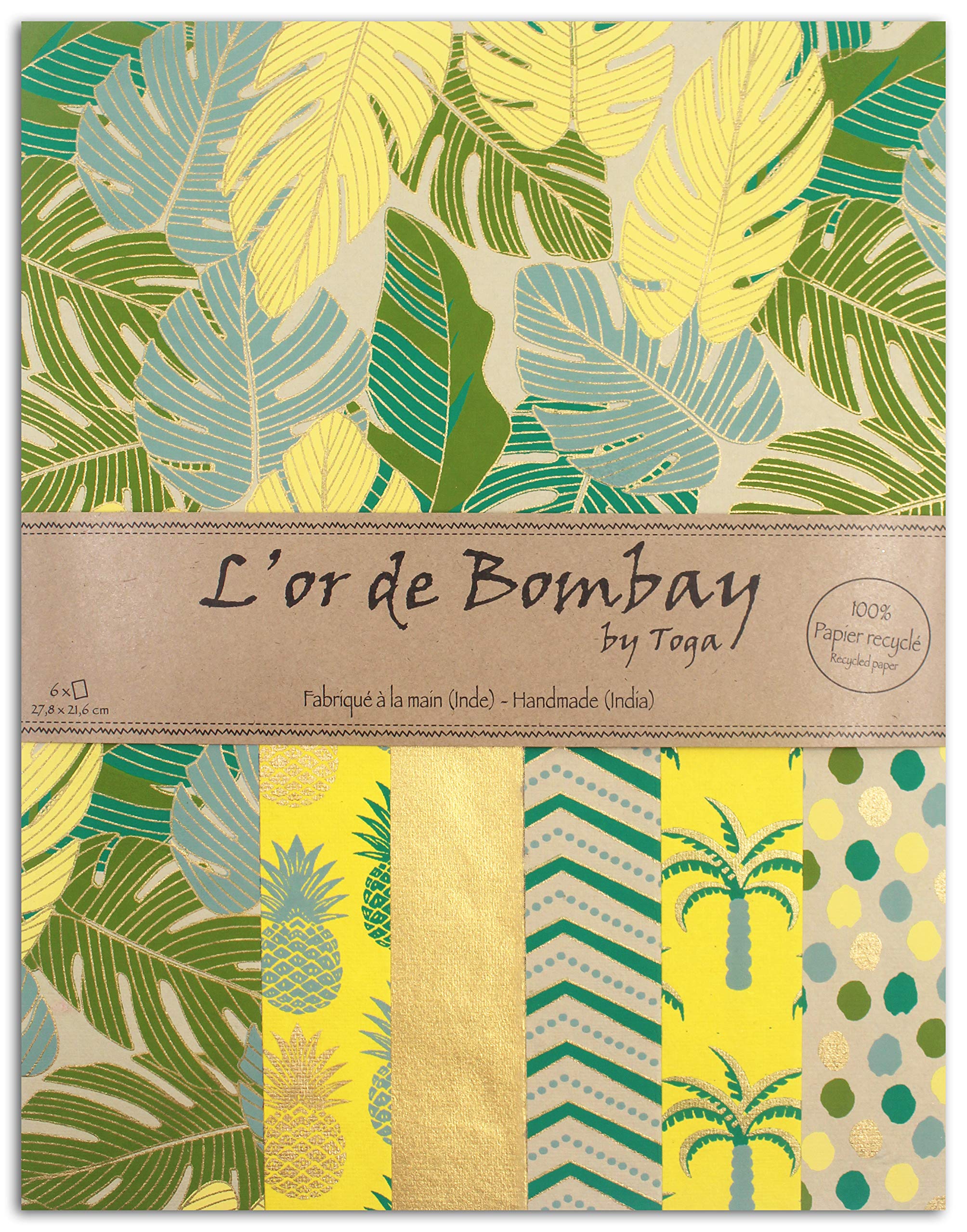 DRAEGER PARIS 1886 Juego de hojas de oro de Bombay, amarillo, verde y dorado, talla única