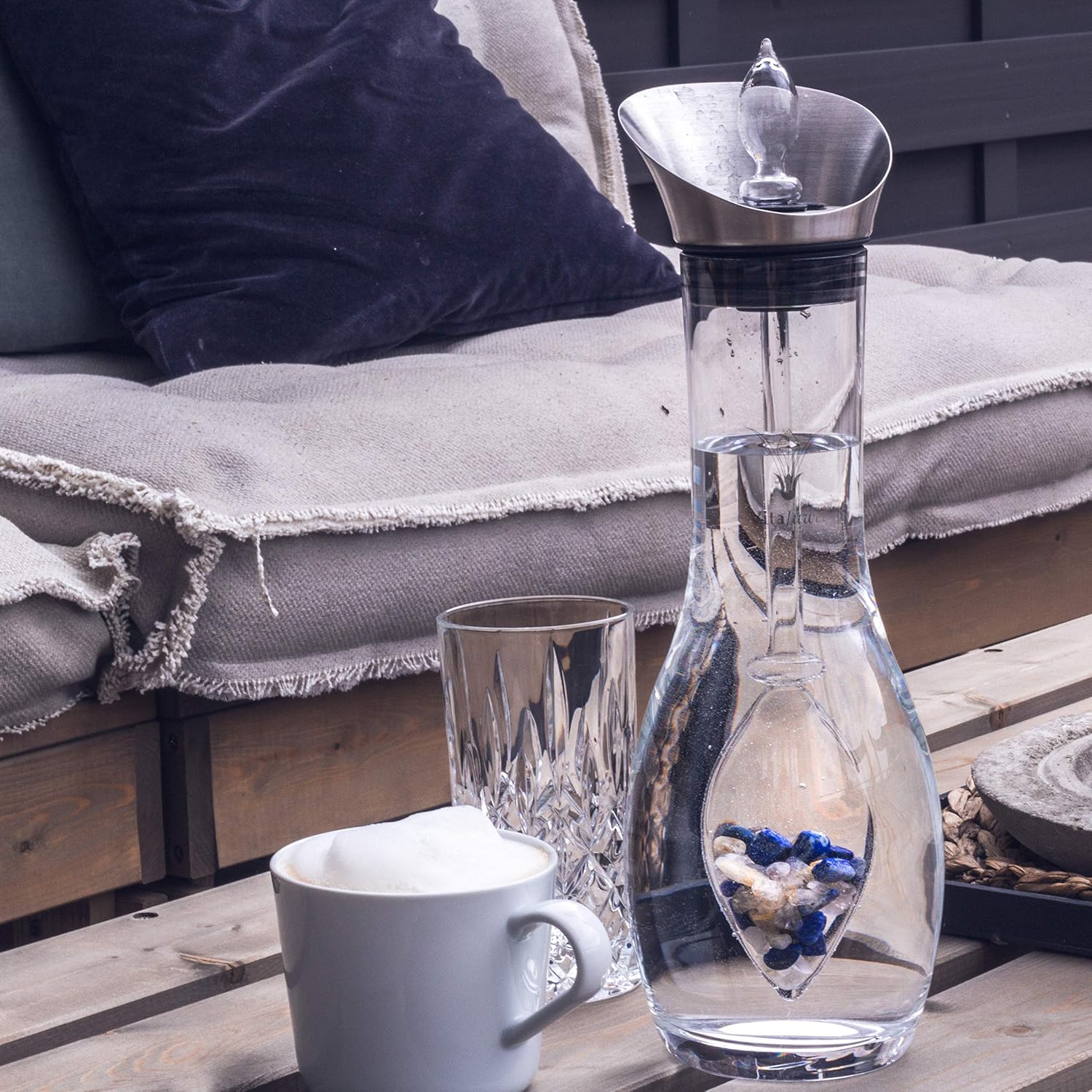 VitaJuwel Era Inspiration | Crystal Water Carafe with Lapis Lazuli & Rutilated Quartz