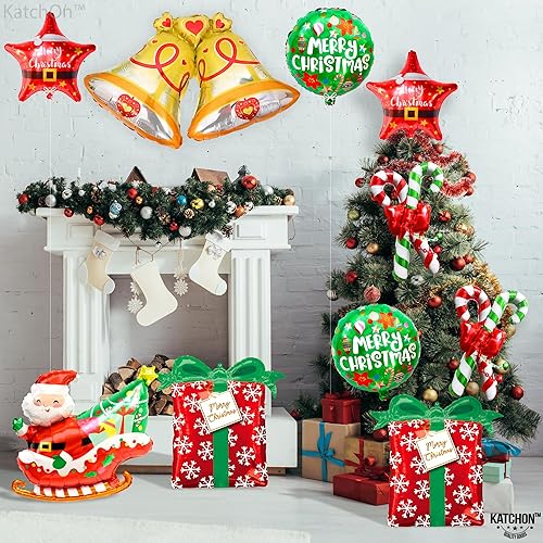 Miniatura 8 de KatchOn, Decoraciones de globos de Feliz Navidad, paquete de 10, globos de Mylar de Navidad, 39 pulgadas, globos de campana de Navidad, globos de