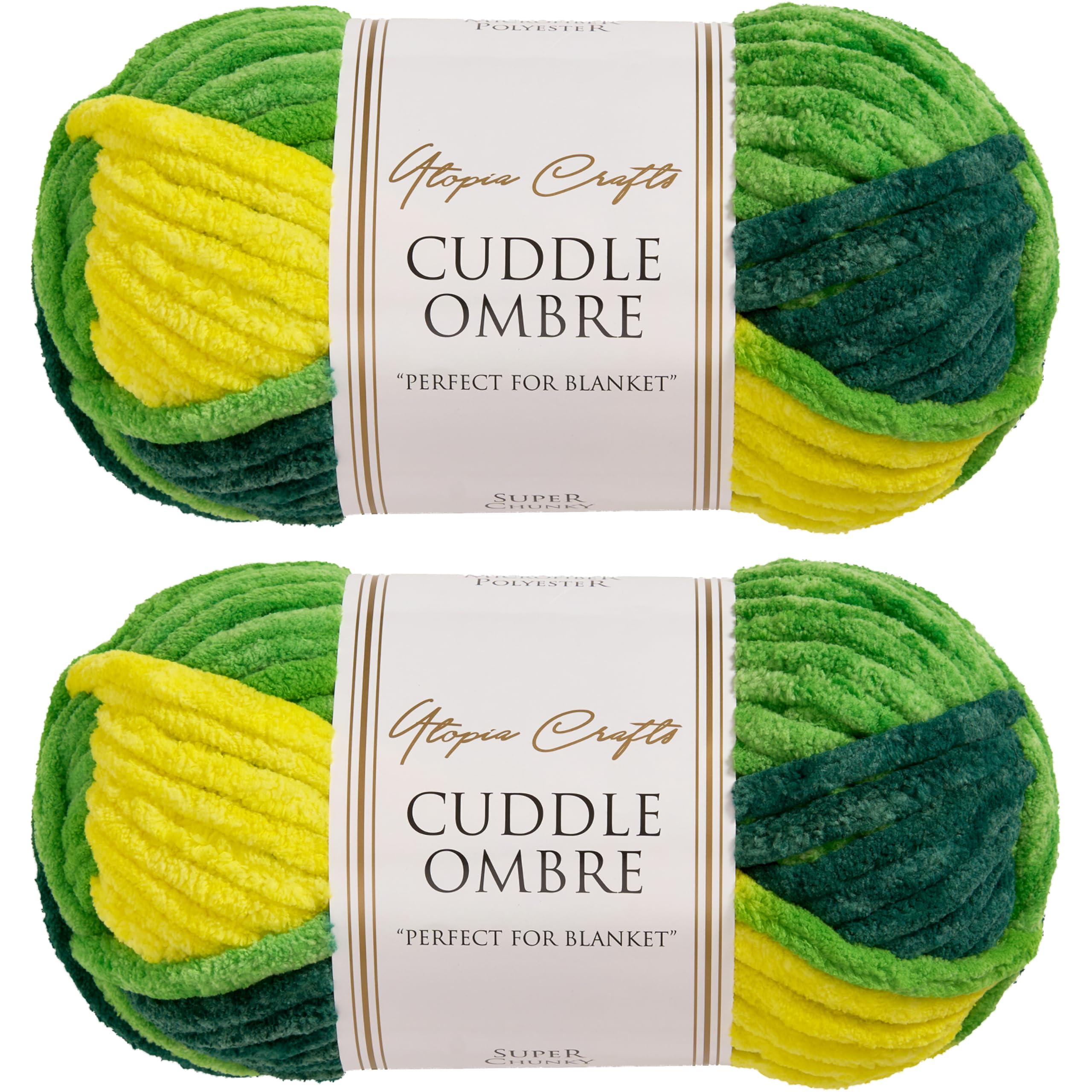 Utopia Crafts Cuddle Ombre Super Chunky Chenille Soft Yarn for Knitting and Crochet 2X 100g (Tropical Leaf)