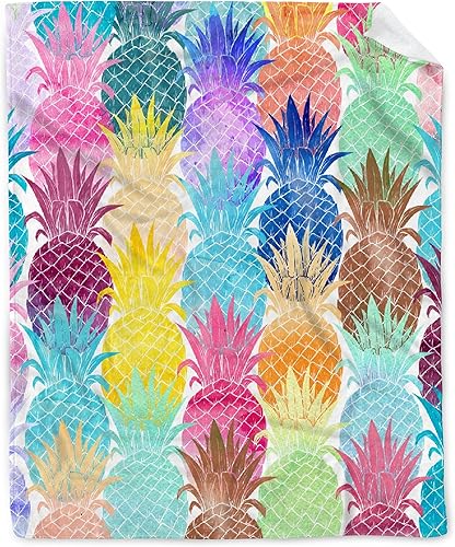 Miniatura 2 de Manta colorida de piña, regalos para mujeres, niñas, hombres y niños, manta de franela suave y cómoda para cama de autobús, sala de estar,