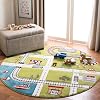 SAFAVIEH Carousel Kids Collection Area Rug - 53 Round, Green & Ivory, Non-Shedding & Easy Care, Ideal for High Traffic Areas for Boys & Girls in Playroom, Nursery, Bedroom CRK192Y