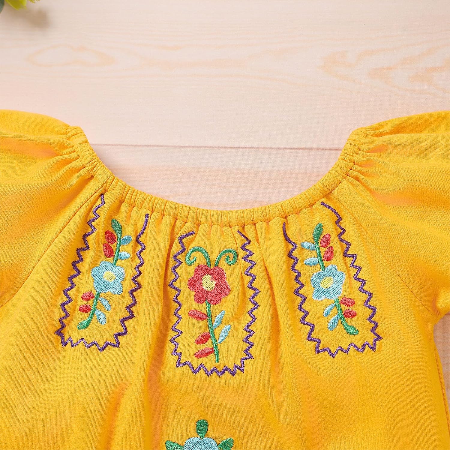 ODASDO Baby Girls Mexican Romper, Infant Cinco de Mayo Outfit, Toddlers Traditional Floral Embroidered Bodysuit Headband Set