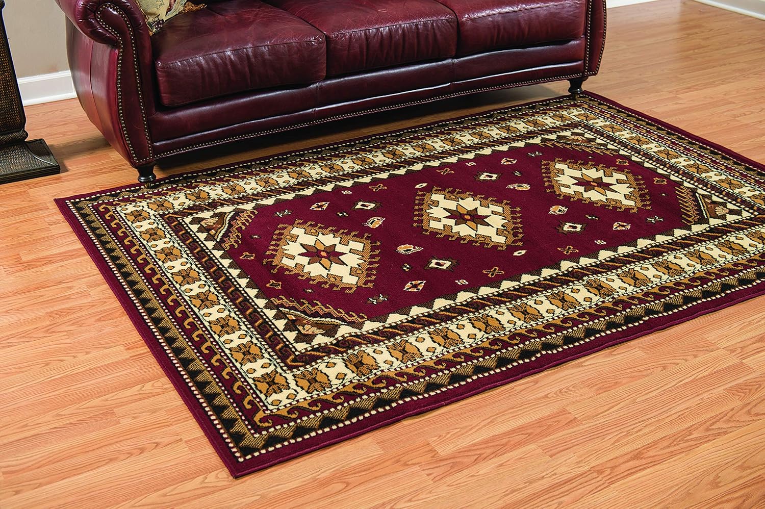 United Weavers Dallas Tres Area Rug - Burgundy, Southwestern Indoor Area Rug with Bordered Pattern, Jute Backing 7 ft 10 in x 10 ft 6 in
