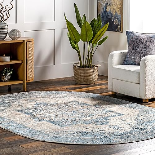 NuLOOM - Alfombra con diseño de medallón, con flecos, modelo Ethel