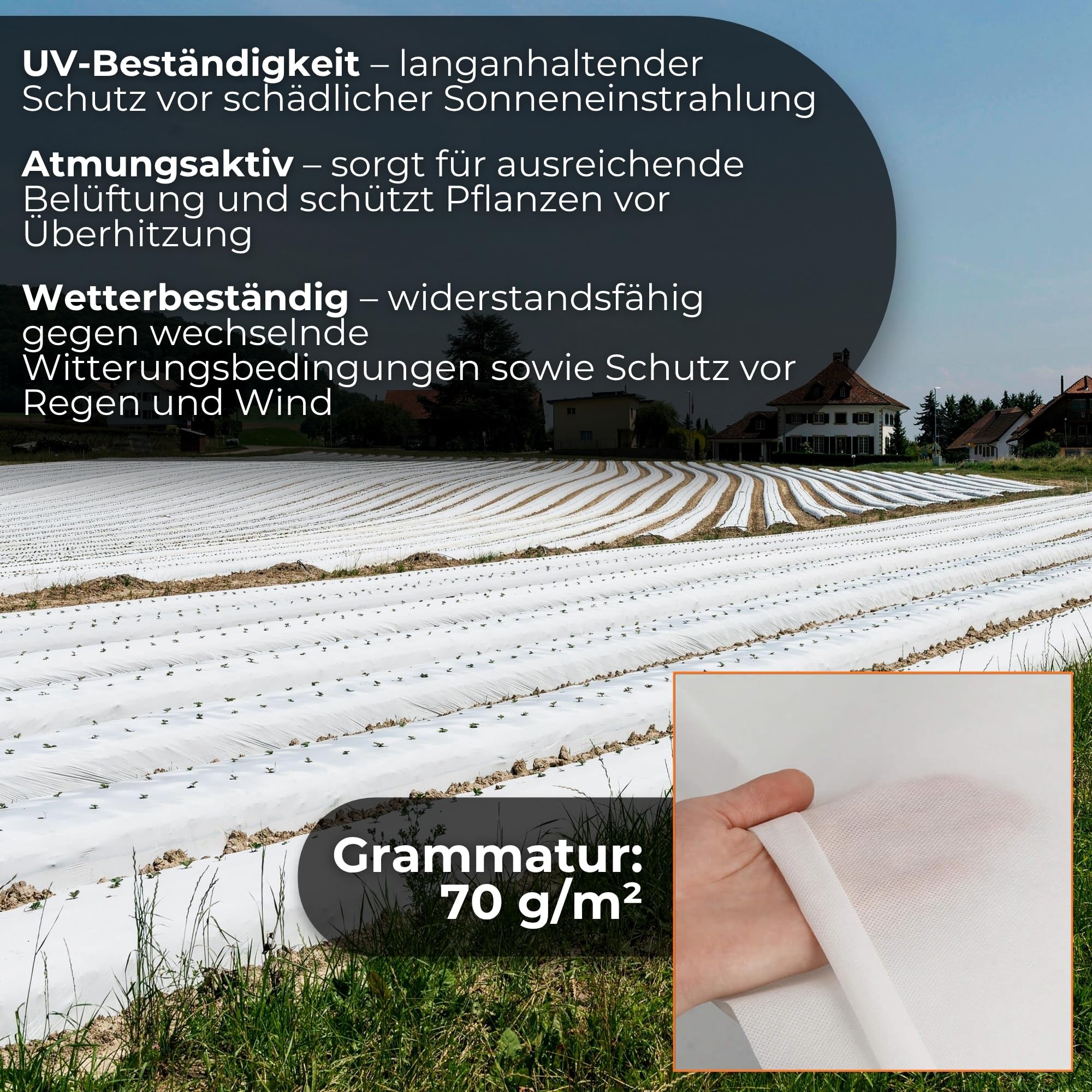 SPRINGOS Weißes PP Gartenvlies Winterschutzvlies 3,2 x 50 m 70 g/m²