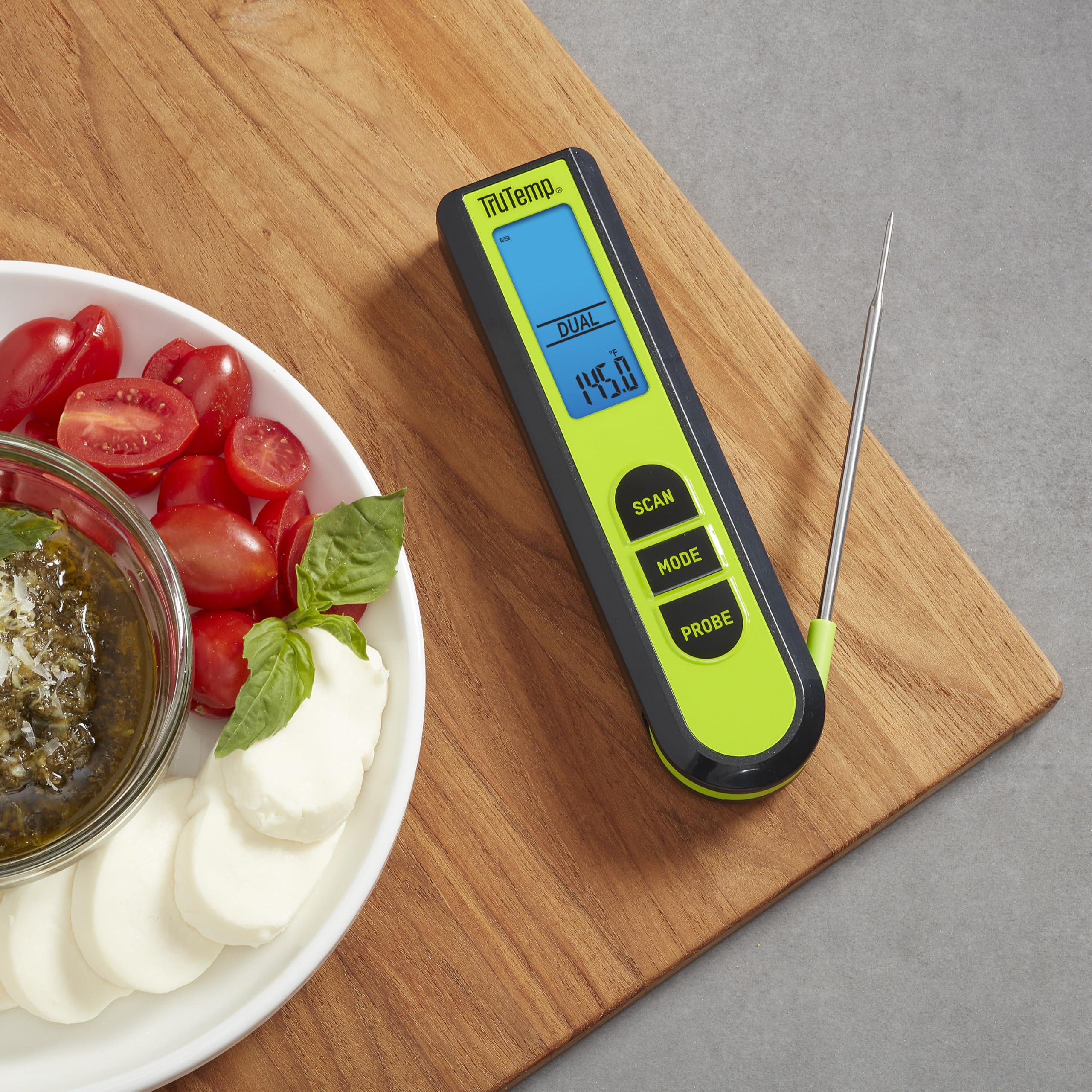 Taylor TruTemp - Termometro digitale a infrarossi a doppia lettura istantanea per carne e cibo, design IPX5 a prova di spruzzo, più sonda per carne, barbecue, cucina, affumicatore e griglia, verde