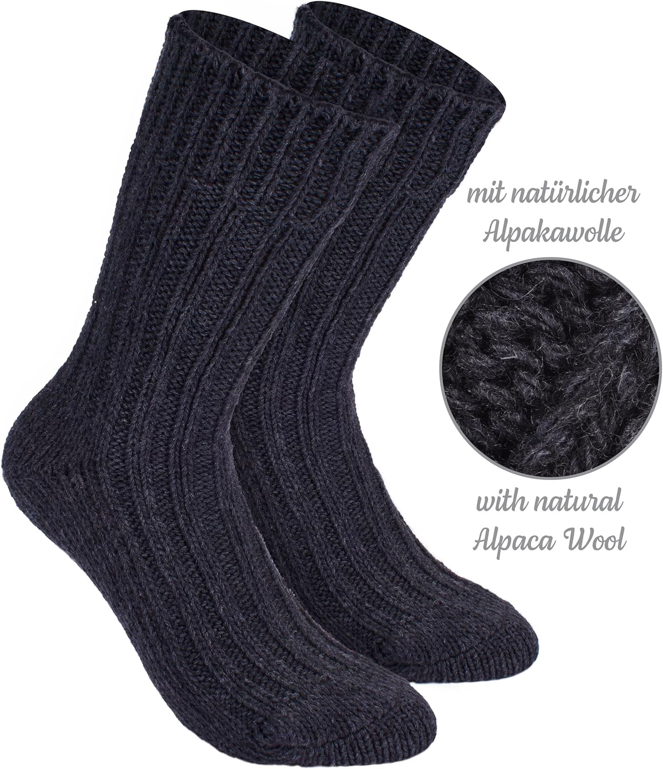 BRUBAKER Warm Alpaca Socks for Men or Women - 4 Pairs