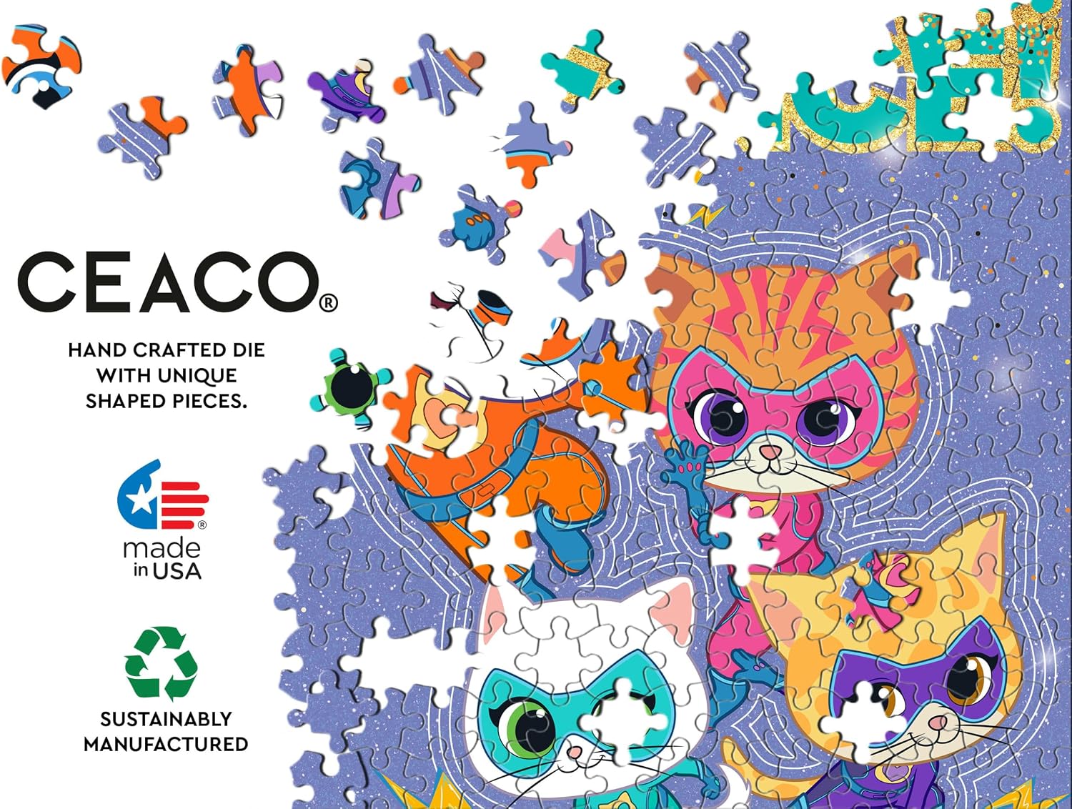 Ceaco - Disney - 4 X 1 Kids Multipack - Super Kitties - Multi Piece Jigsaw Puzzle for Adults -Challenging Puzzle Perfect for Game Nights - Finished Size Varies