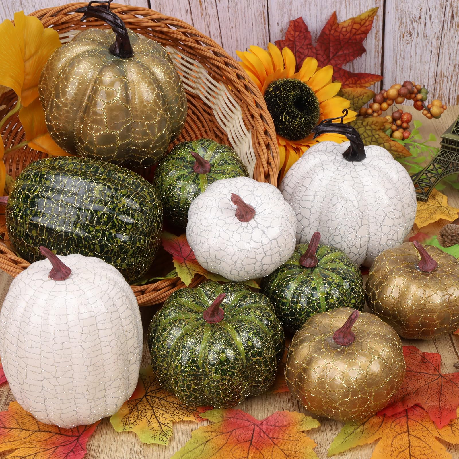 10 Pcs Artificiel Faux Citrouilles Mousse Simulation Automne Automne Récolter Ferme Cuisine Halloween Décoratif - Couleur aléatoire